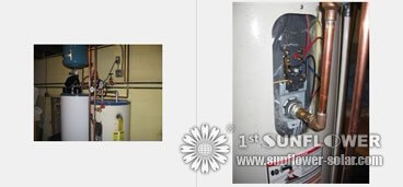 Connection of water tank for solar collector